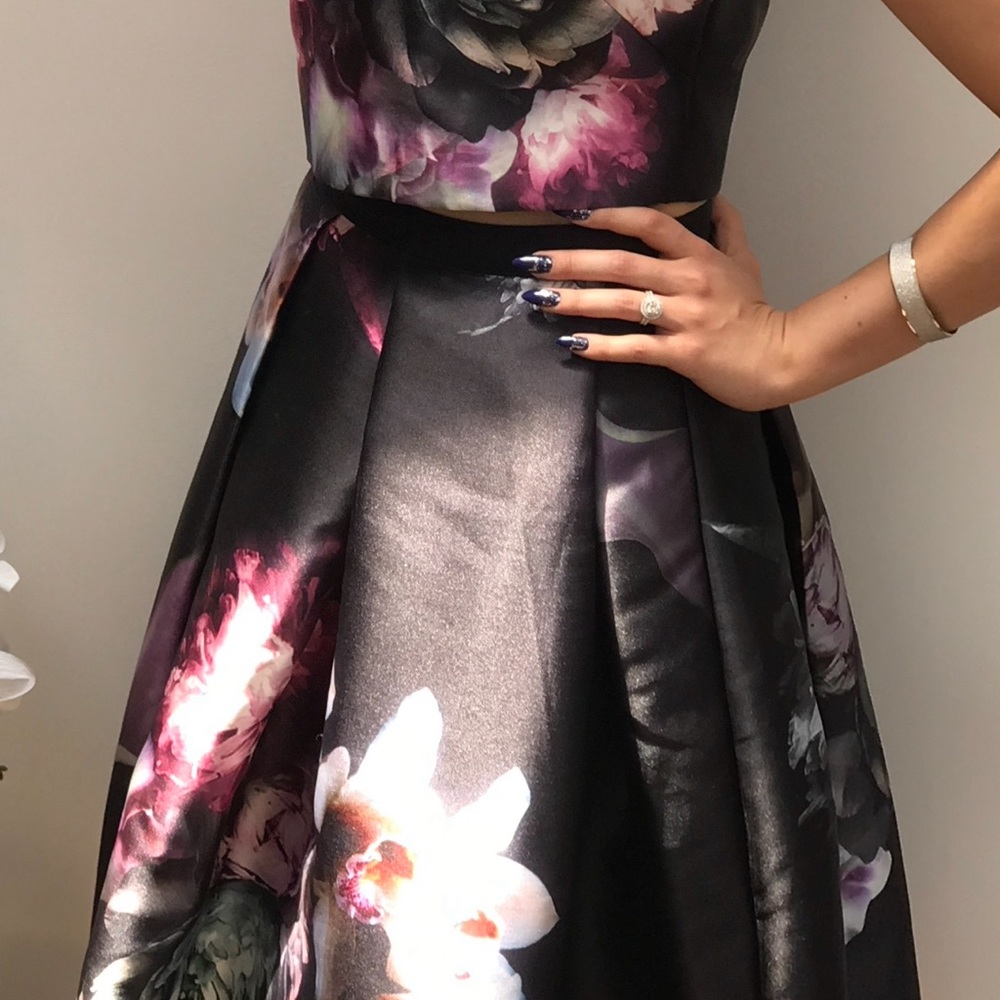 Ted Baker London Floral Midi Dress - Black and Purple